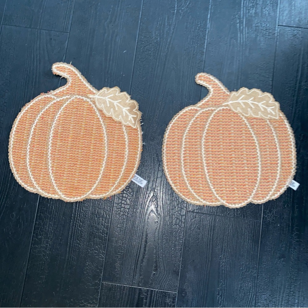 House & Garden Halloween Fall Pumpkin Shape Placemats Set Of 2‎